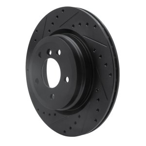 BMW 335XI Brake Rotor (1) - Rear Left - R1 Concepts - Drilled & Slotted - Black - `06-`15